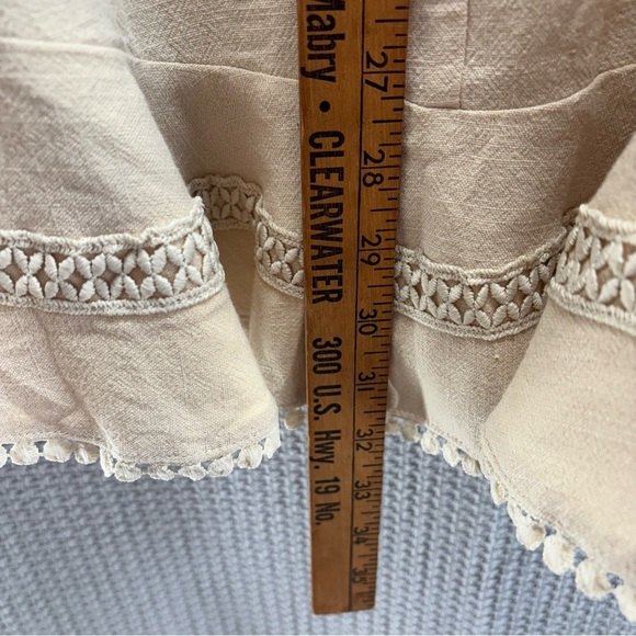 Selfie Leslie Flare Cuff Beige Mini Dress Women Med- 100% Linen Hello Molly - Picture 10 of 11